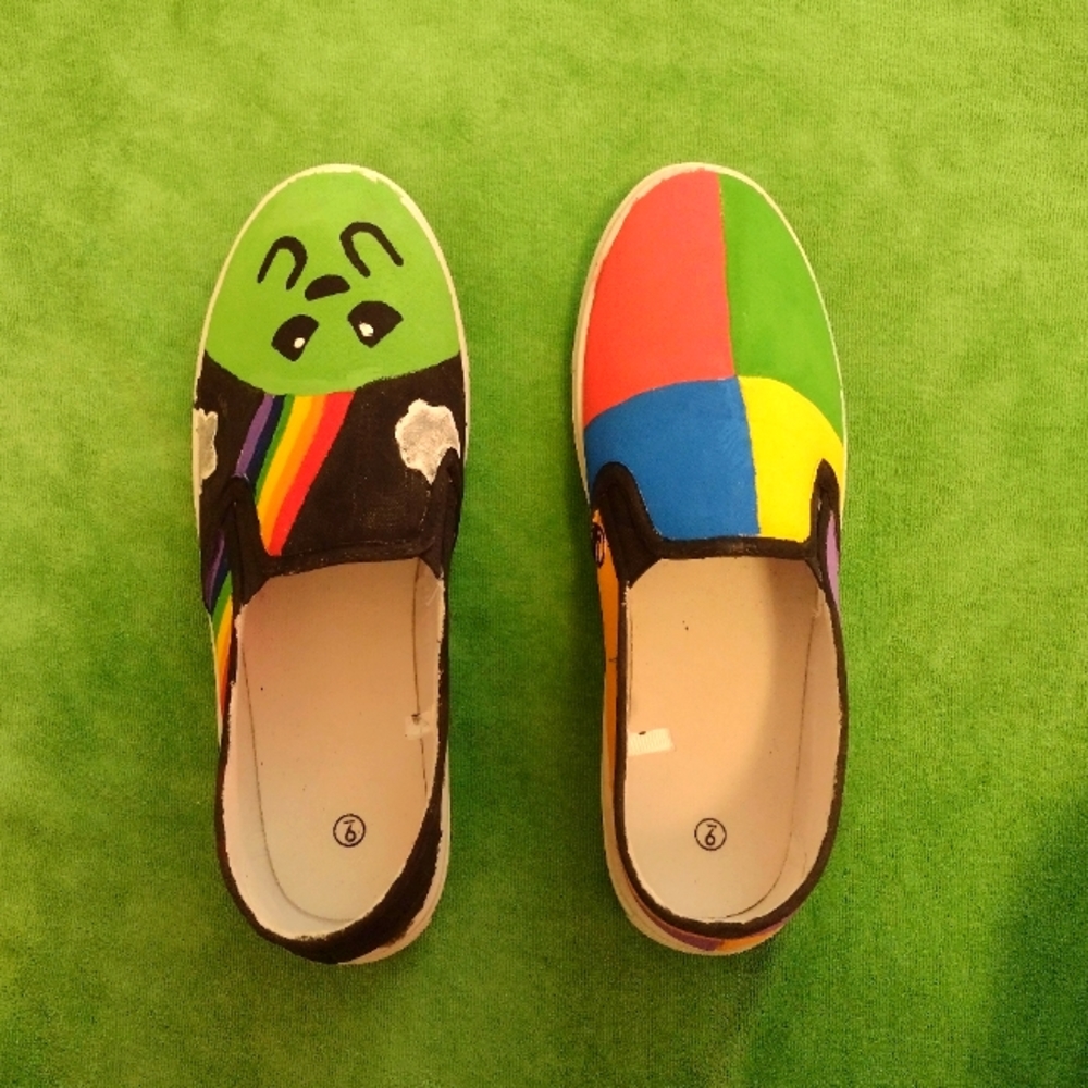 Slip ONS painted 9 shoes
